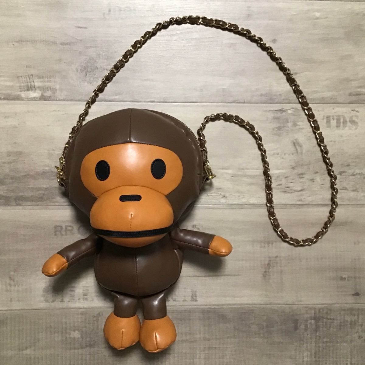 Pre-owned Baby Milo Big Plush Doll Shoulder Bag Ape In Brown