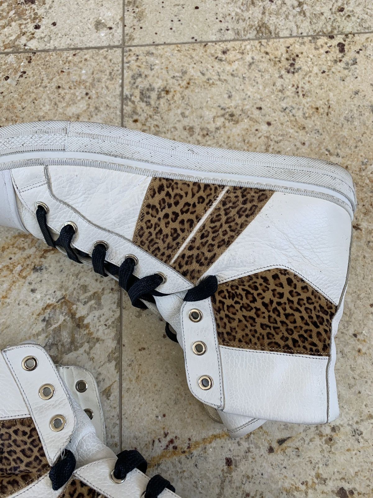 Amiri Cheetah Pony Hair White High Top Sneaker Size US 11 / EU 44 - 16 Thumbnail
