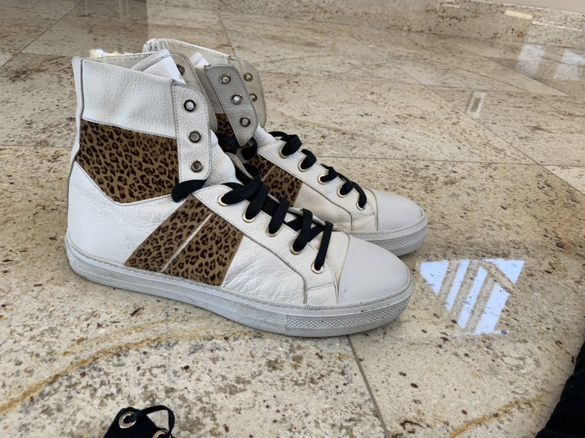 Amiri Cheetah Pony Hair White High Top Sneaker Size US 11 / EU 44 - 6 Thumbnail
