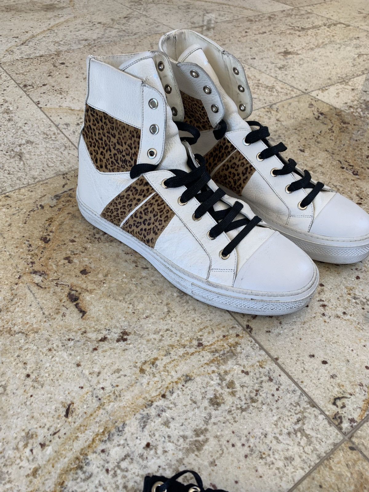 Amiri Cheetah Pony Hair White High Top Sneaker Size US 11 / EU 44 - 2 Thumbnail