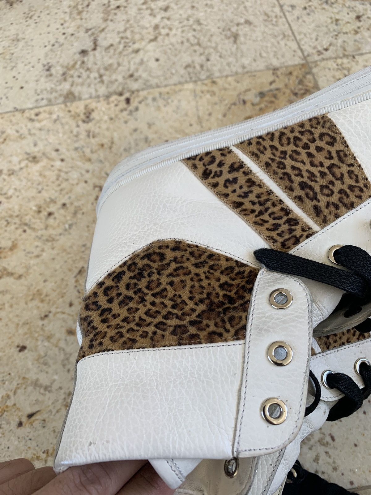 Amiri Cheetah Pony Hair White High Top Sneaker Size US 11 / EU 44 - 12 Thumbnail