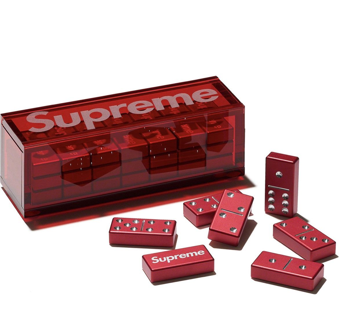 image of Supreme Aluminum Domino Set in Red, Men's
