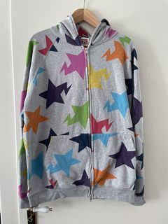 Bape X Nigo Bape Sta Full Zip Hoodie A Bathing Ape Bape Star Nigo In  Gray/red