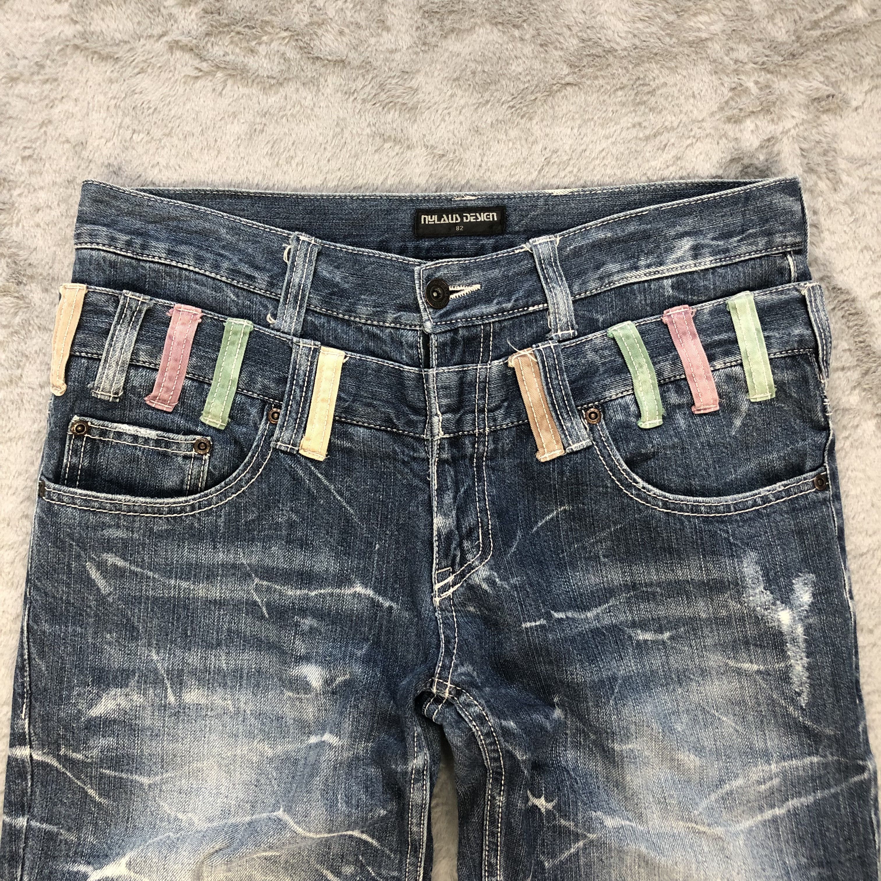 Japanese Brand 🔥NYLOUS LIMITED EDITION DOUBLE WAIST DENIM PANTS #6240-220 Size US 33 - 2 Thumbnail