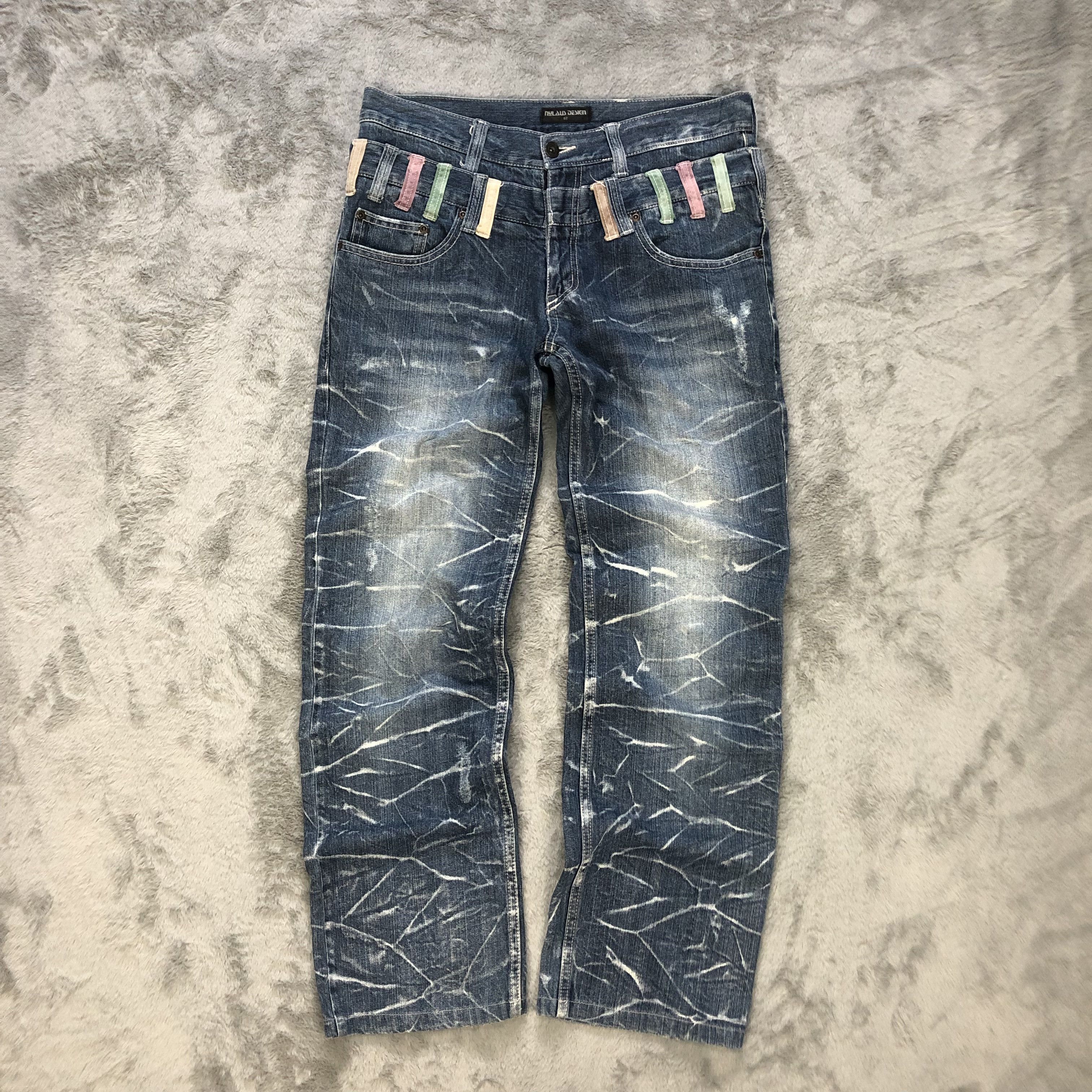 Japanese Brand 🔥NYLOUS LIMITED EDITION DOUBLE WAIST DENIM PANTS #6240-220 Size US 33 - 1 Thumbnail