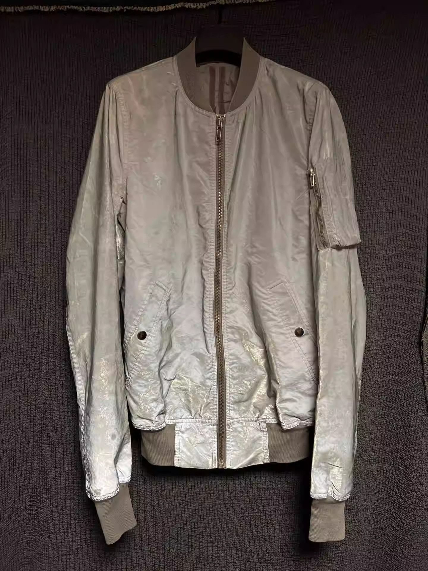 Rick Owens 3M reflective coated nylon MA-1 pilot jacket