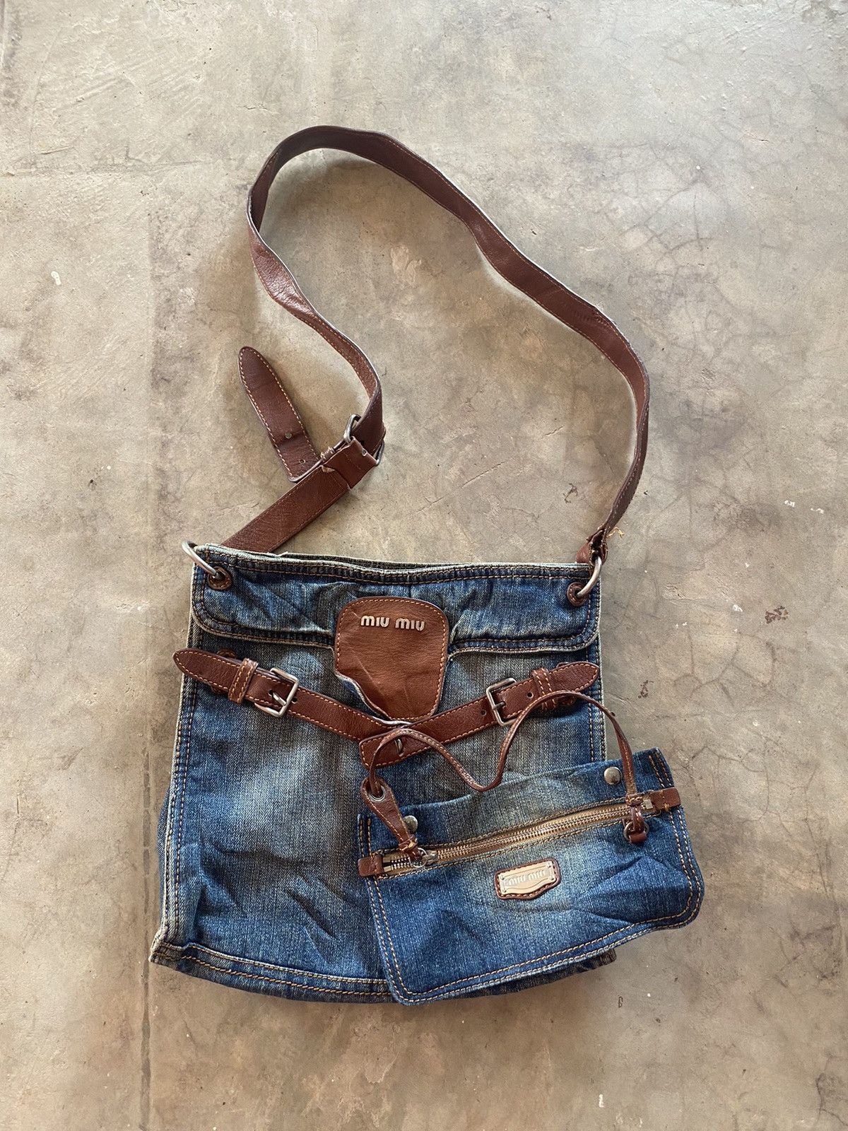MIU MIU 90s Archive west denim bag