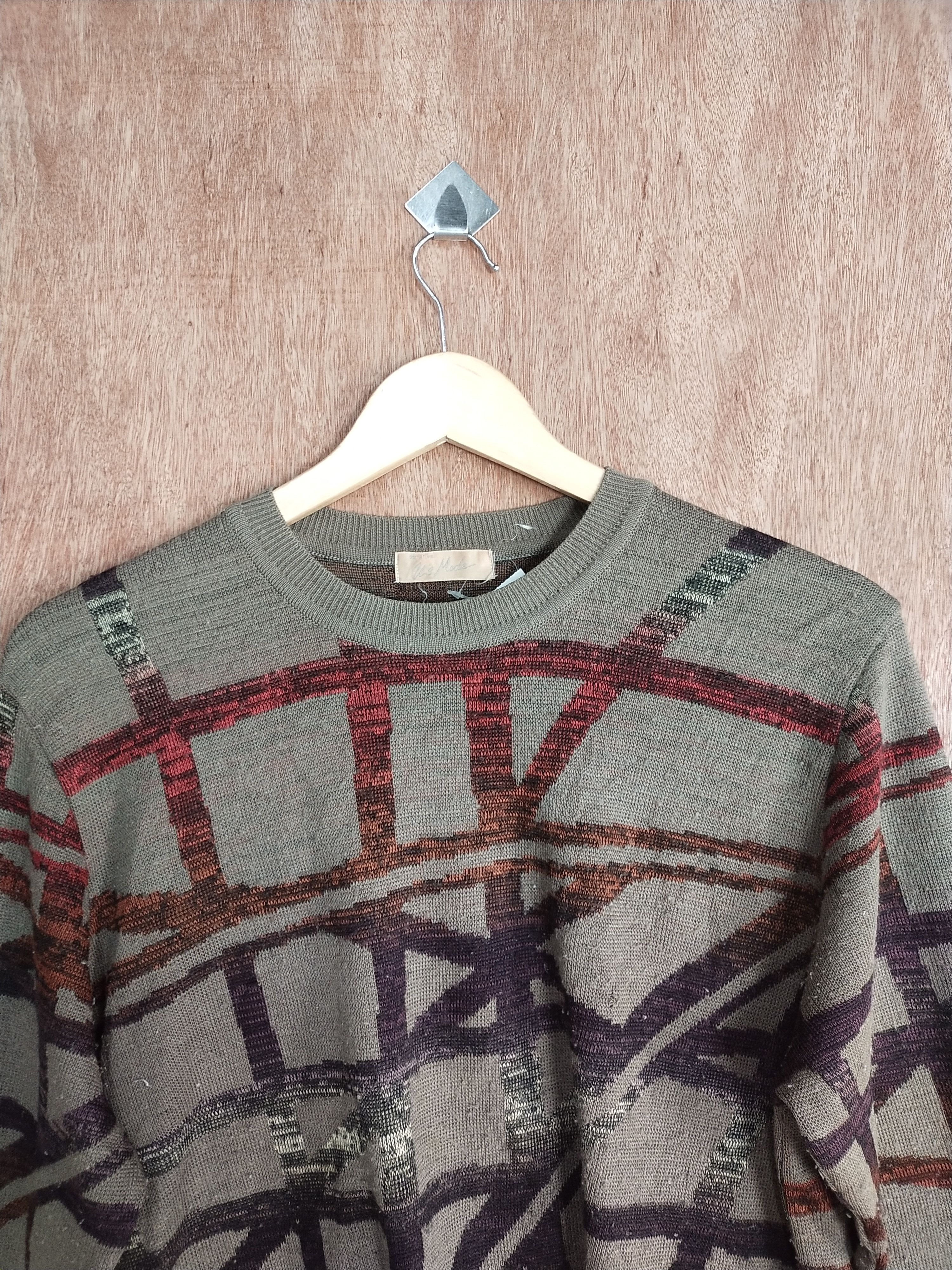 Japanese Brand U'S Mode art stripe brown vintage knitwear #S036 Size M / US 6-8 / IT 42-44 - 2 Thumbnail
