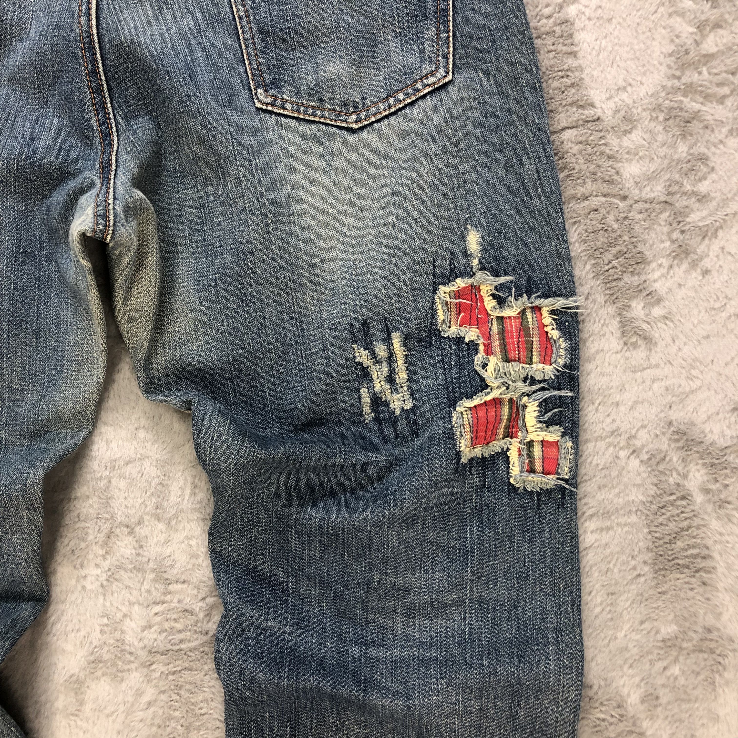 Other TRASHED🔥 SASHIKO BORO DISTRESS DENIM PANTS #6236-220 Size US 34 / EU 50 - 14 Thumbnail