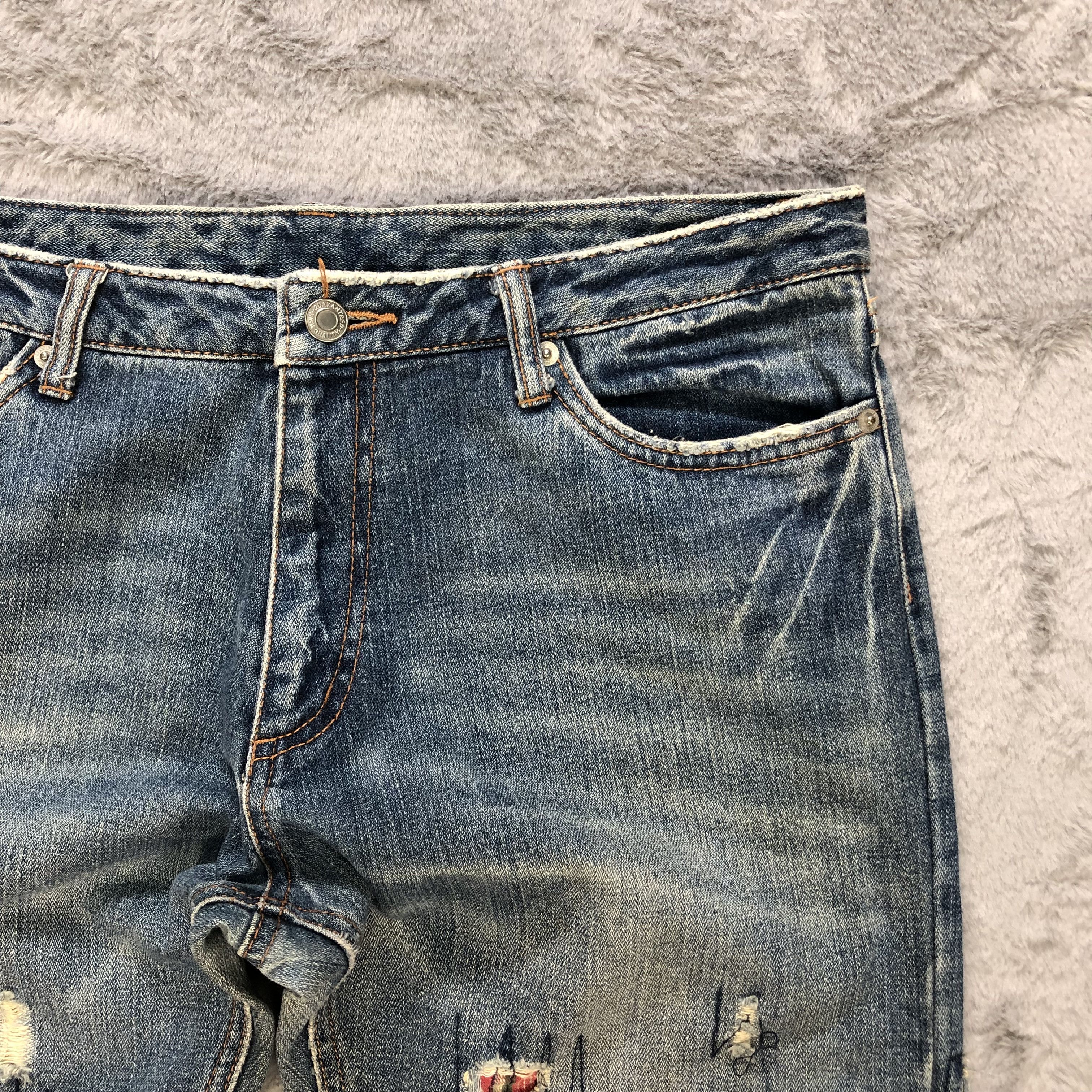 Other TRASHED🔥 SASHIKO BORO DISTRESS DENIM PANTS #6236-220 Size US 34 / EU 50 - 4 Thumbnail