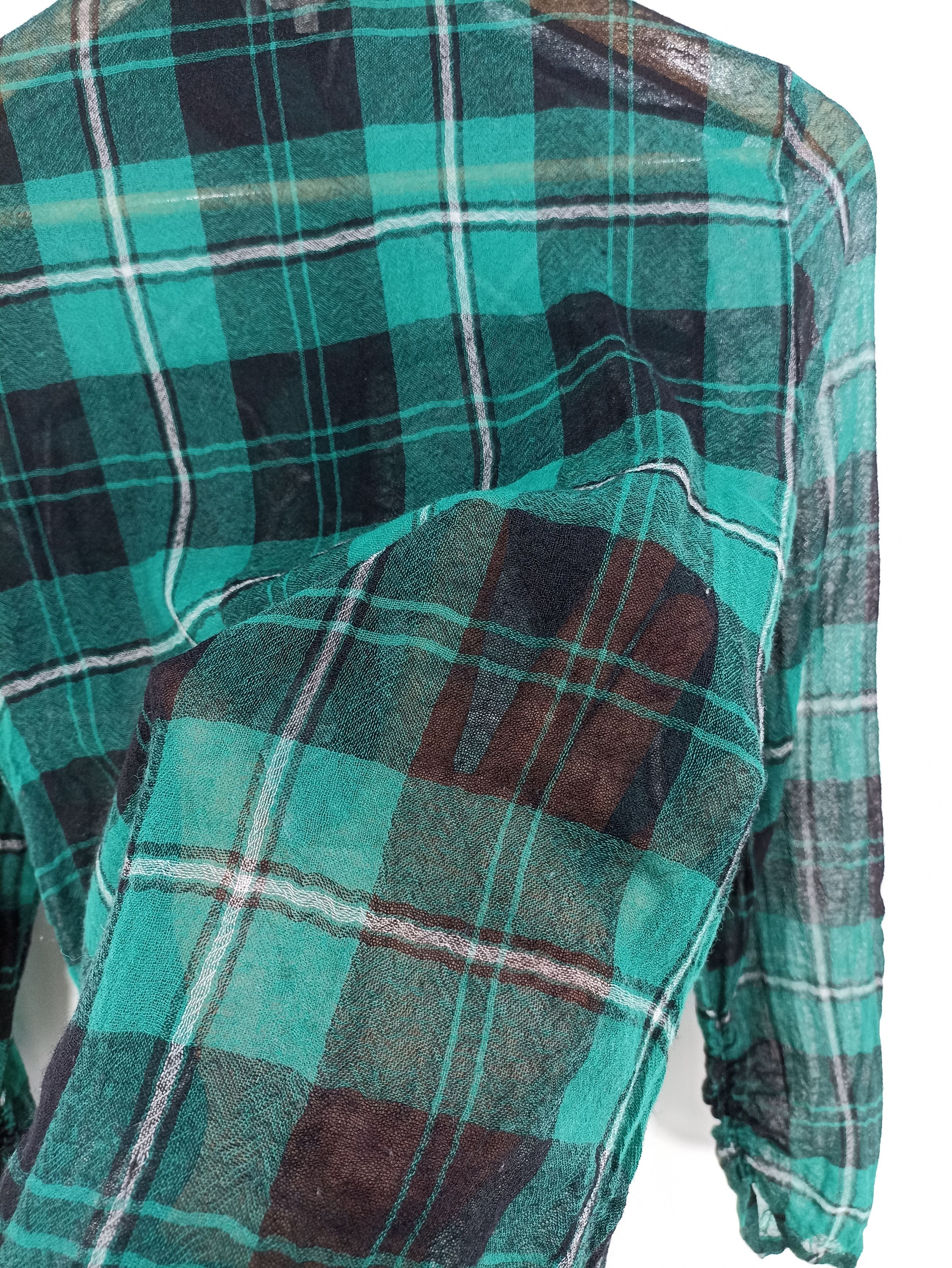 Designer × Japanese Brand Opaque Mesh Green plaid long sleeve Size M / US 6-8 / IT 42-44 - 2 Thumbnail