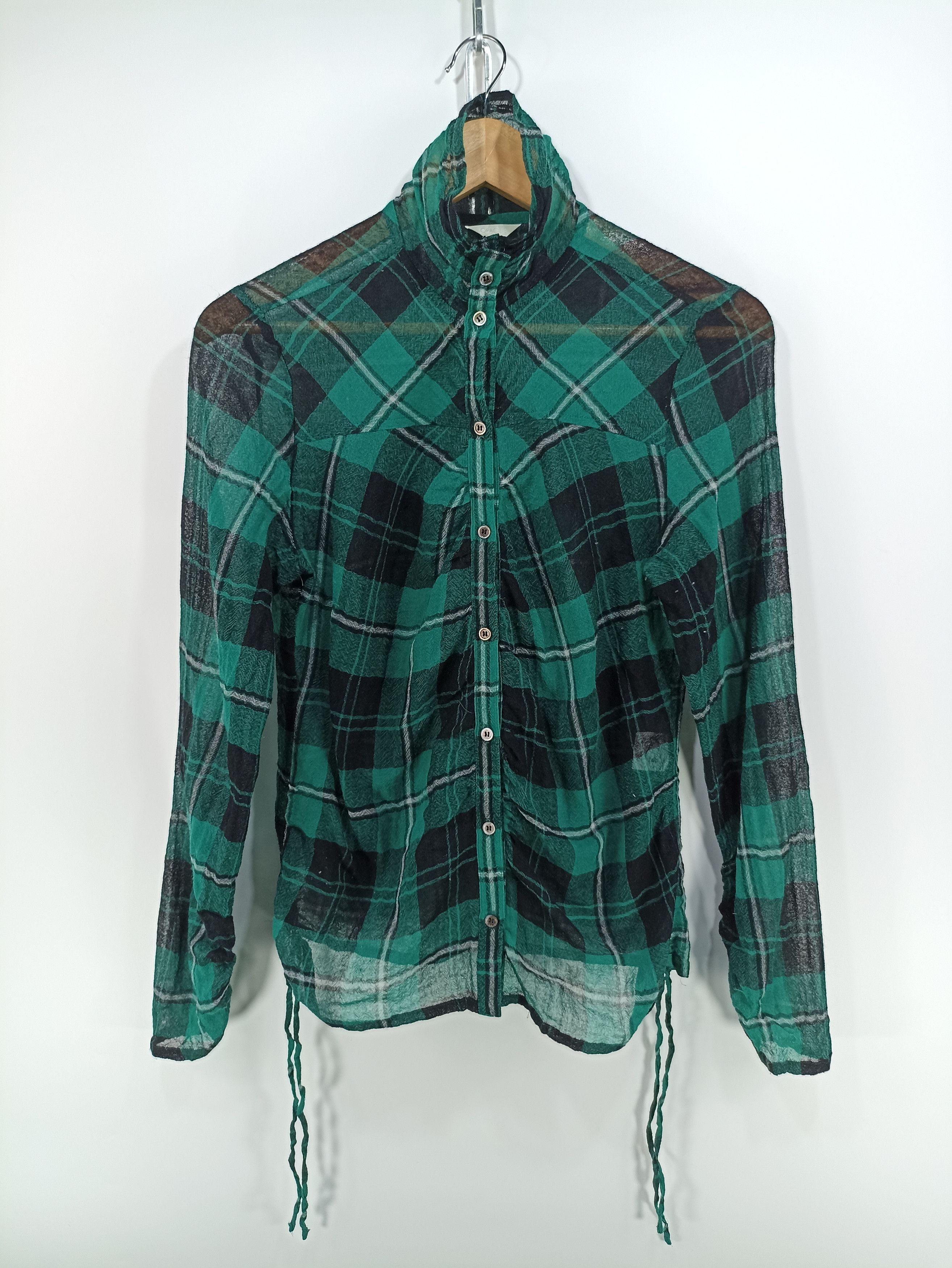 Designer × Japanese Brand Opaque Mesh Green plaid long sleeve Size M / US 6-8 / IT 42-44 - 1 Thumbnail