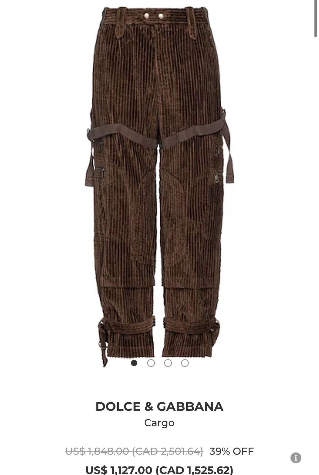 image of Dolce Gabbana Cargo Pants in Brown, Men's (Size 30)