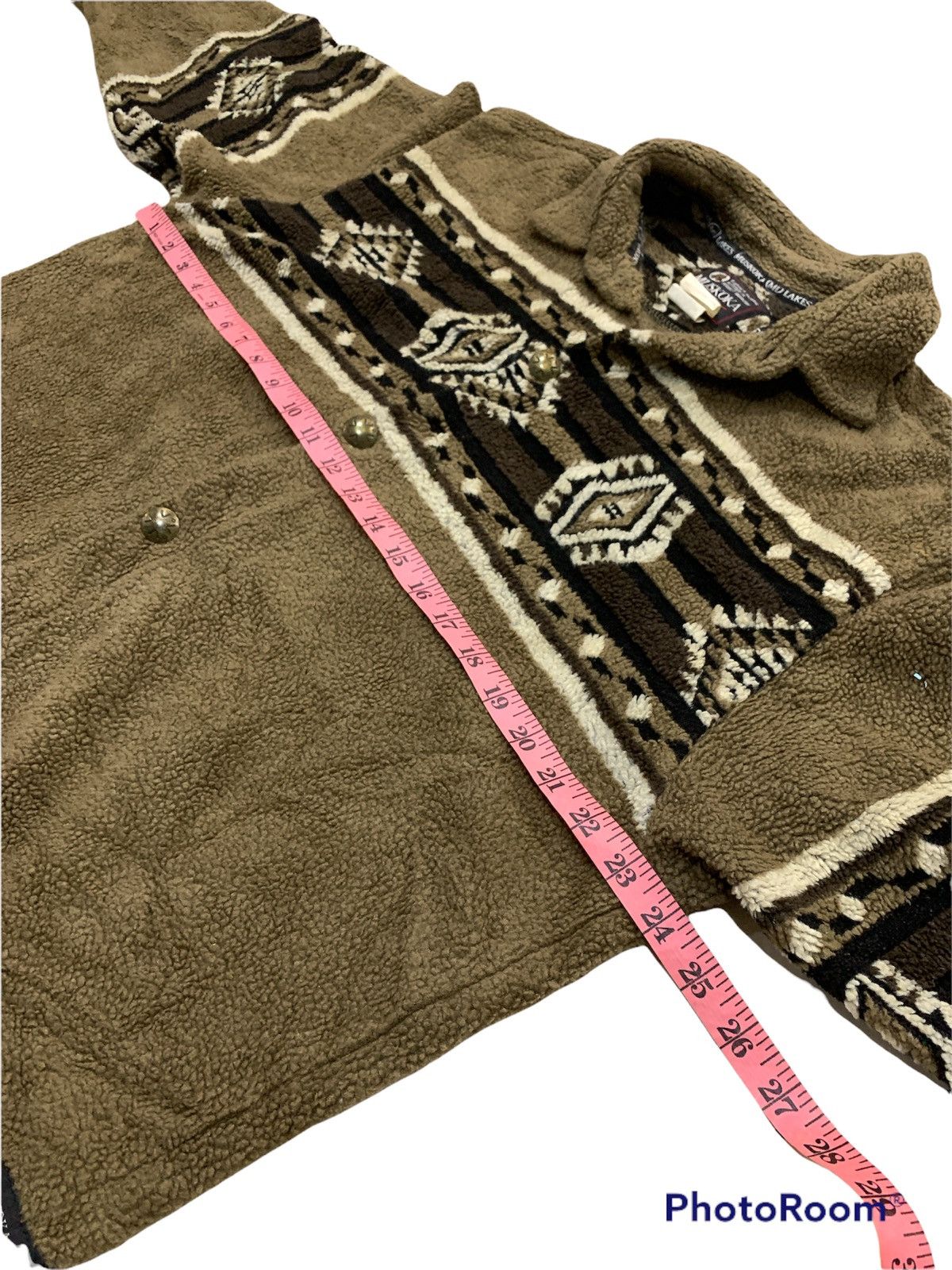 Native × Vintage VTG MUKOSKA LAKES NAVAJO CHIMAYO NATIVE TRIBE FLEECE JACKET Size US L / EU 52-54 / 3 - 5 Thumbnail
