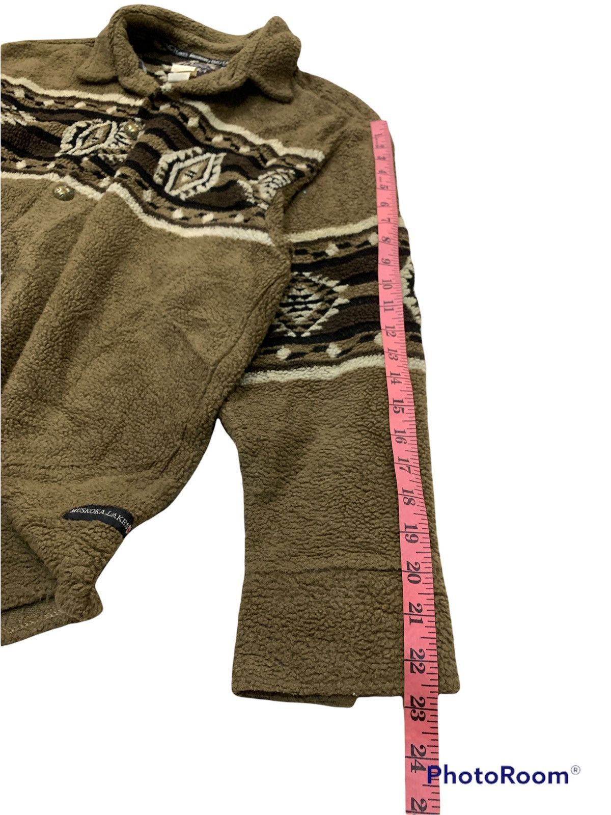 Native × Vintage VTG MUKOSKA LAKES NAVAJO CHIMAYO NATIVE TRIBE FLEECE JACKET Size US L / EU 52-54 / 3 - 4 Thumbnail
