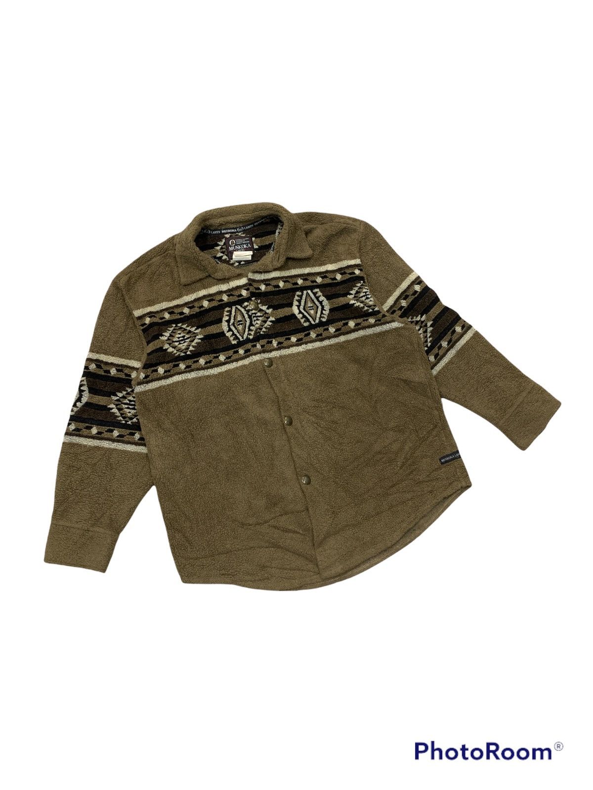 Native × Vintage VTG MUKOSKA LAKES NAVAJO CHIMAYO NATIVE TRIBE FLEECE JACKET Size US L / EU 52-54 / 3 - 1 Thumbnail