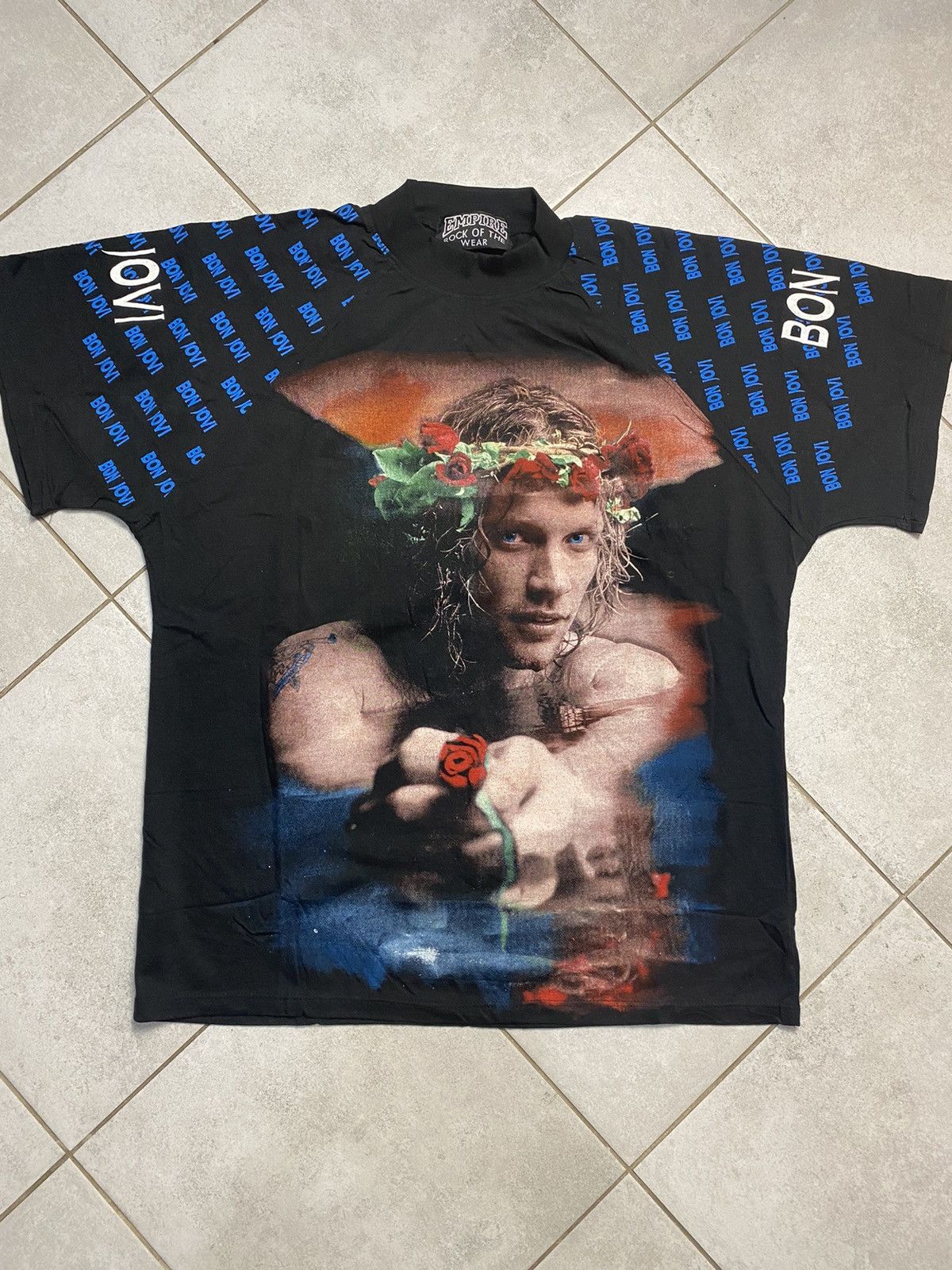 Rare Vintage 90s Bon Jovi Empire All Over Print Shirt