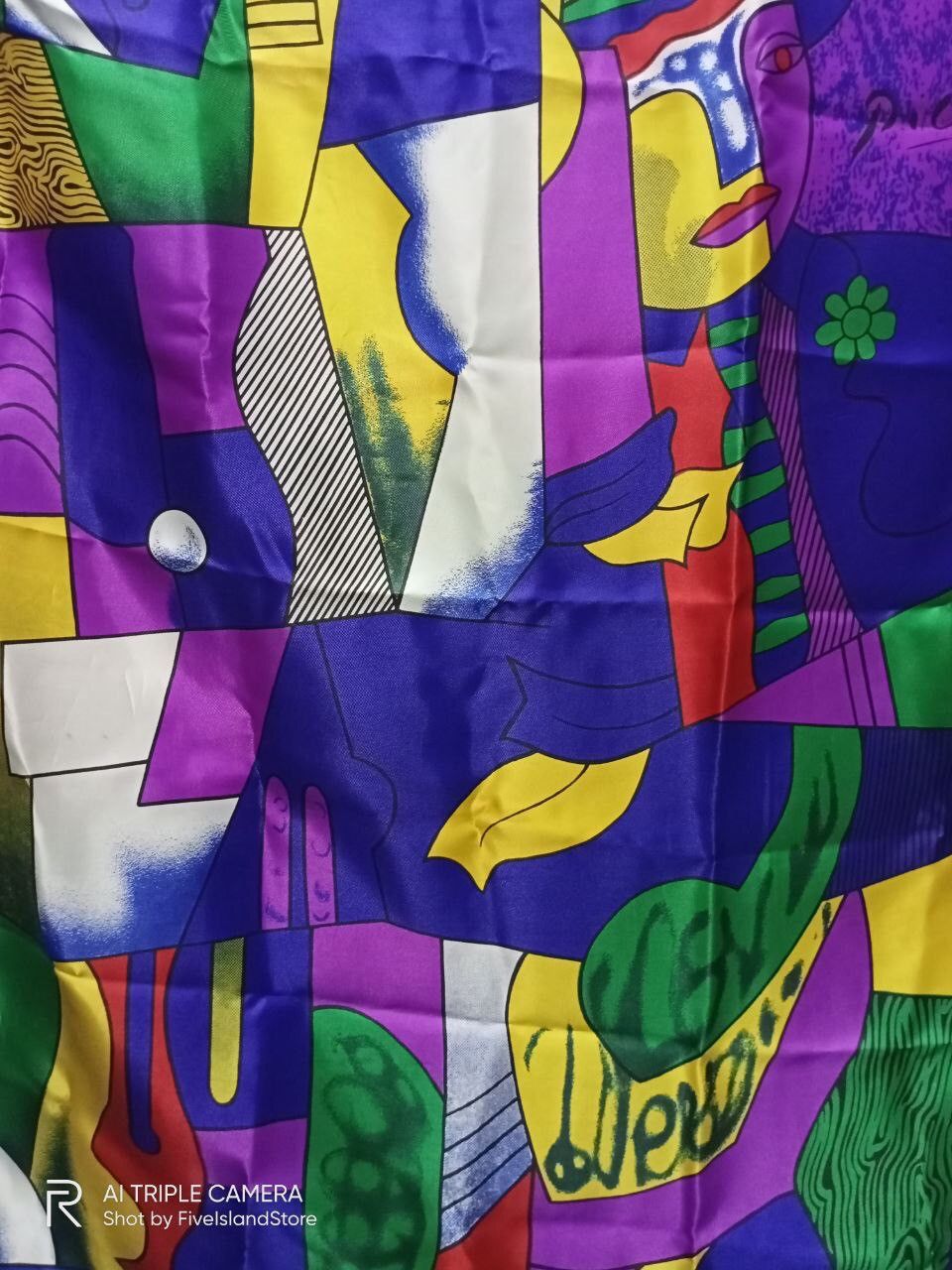 Vintage Vintage Picasso-Inspired Abstract Silk Scarf Size ONE SIZE - 8 Thumbnail