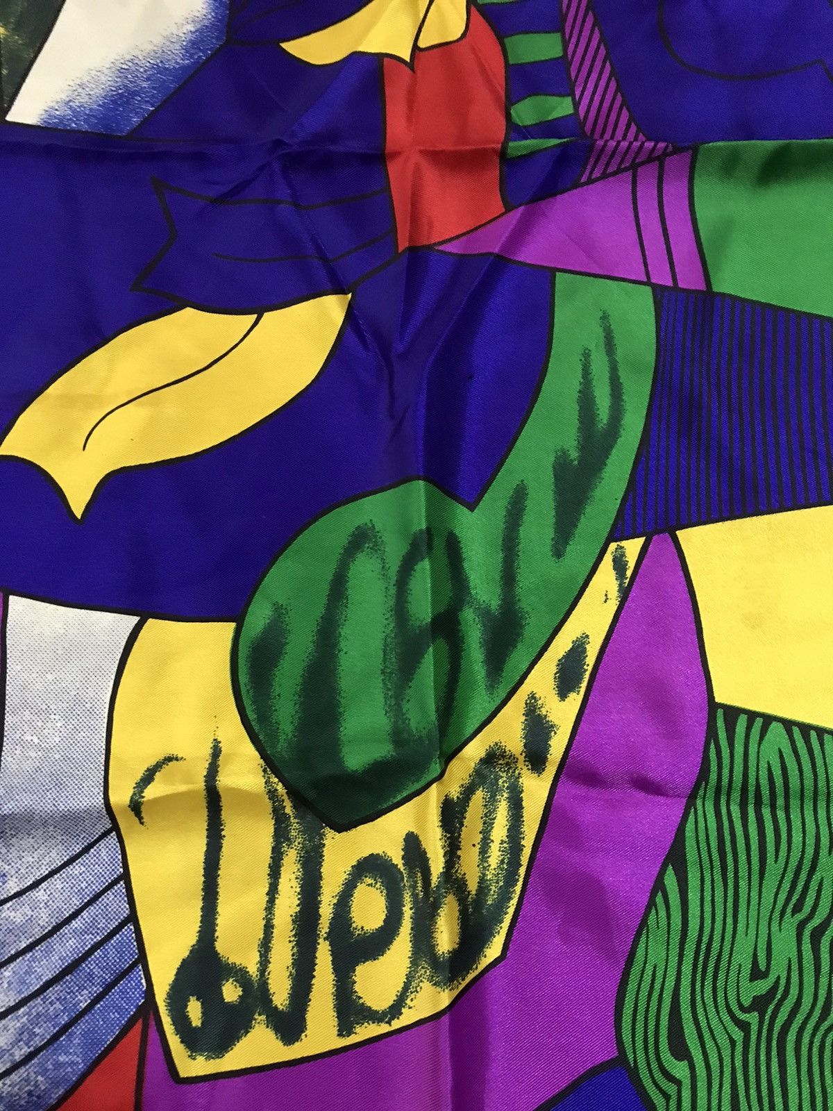 Vintage Vintage Picasso-Inspired Abstract Silk Scarf Size ONE SIZE - 11 Thumbnail