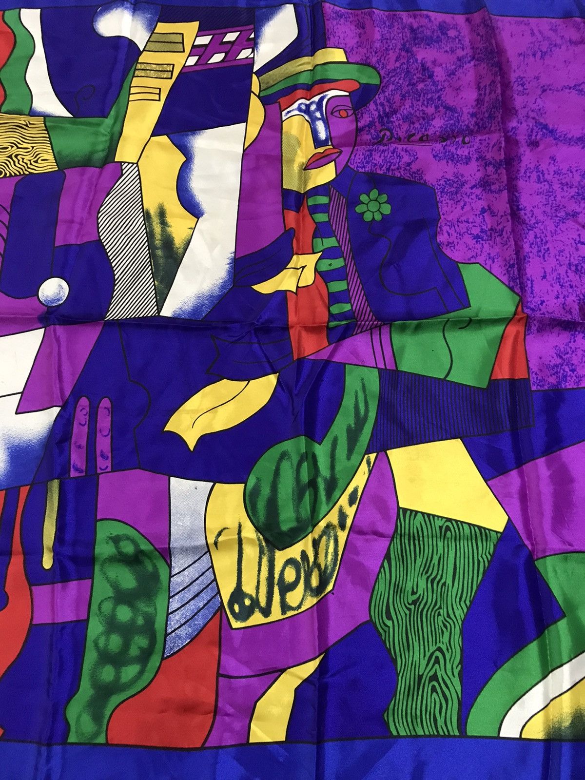Vintage Vintage Picasso-Inspired Abstract Silk Scarf Size ONE SIZE - 13 Thumbnail