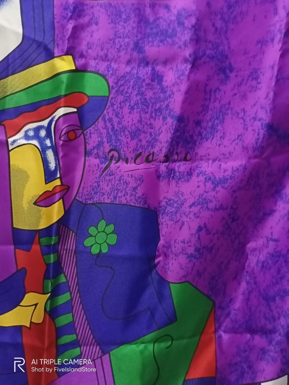 Vintage Vintage Picasso-Inspired Abstract Silk Scarf Size ONE SIZE - 7 Thumbnail