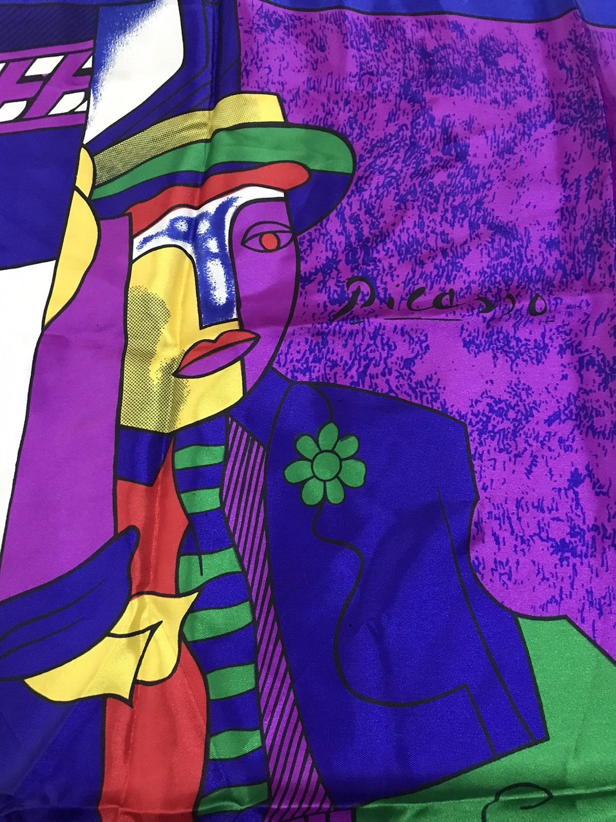 Vintage Vintage Picasso-Inspired Abstract Silk Scarf Size ONE SIZE - 9 Thumbnail