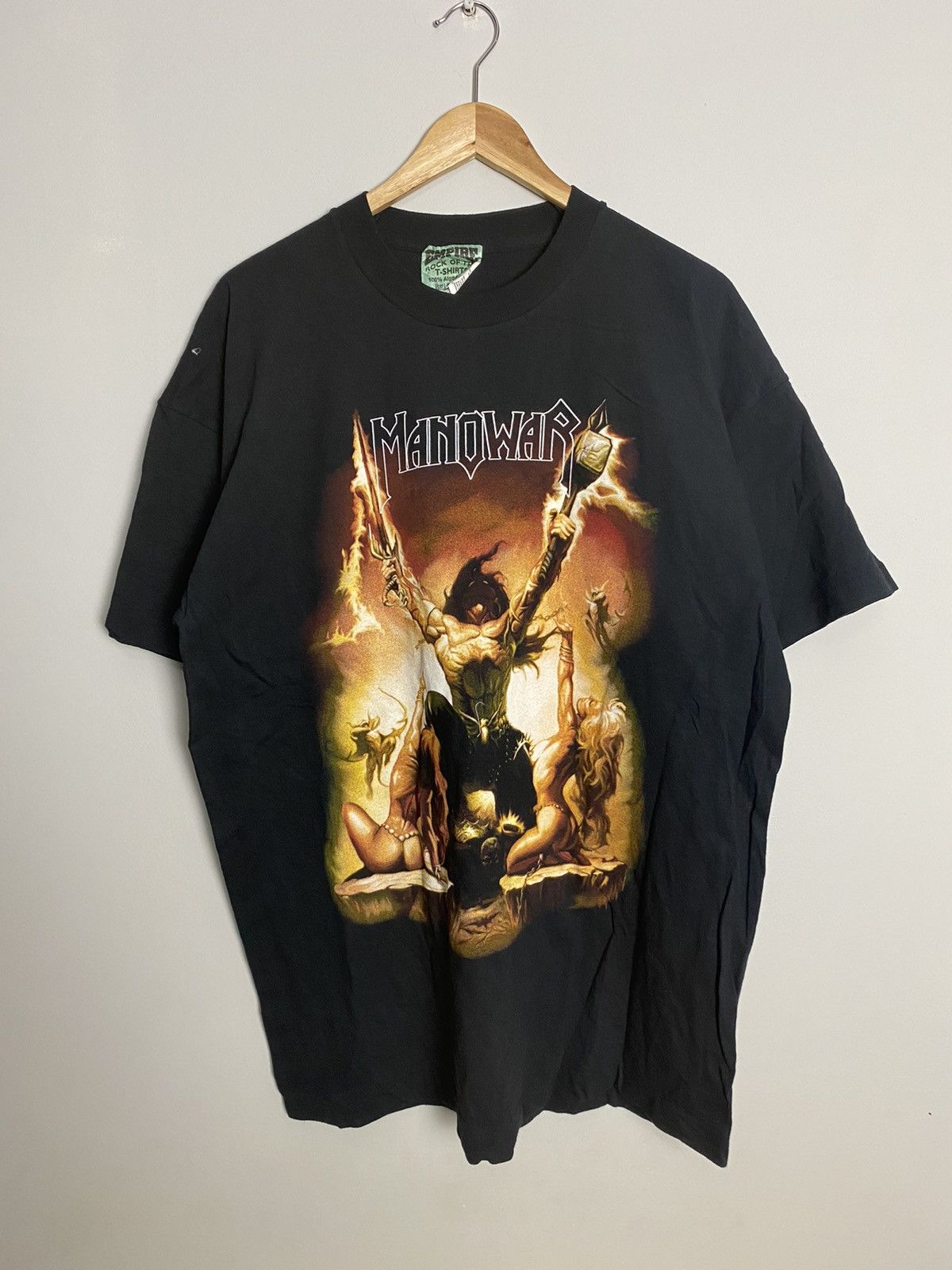 image of Rare 90's Vintage Manowar XL Empire Bootleg Heavy Metal Band in Black, Men's