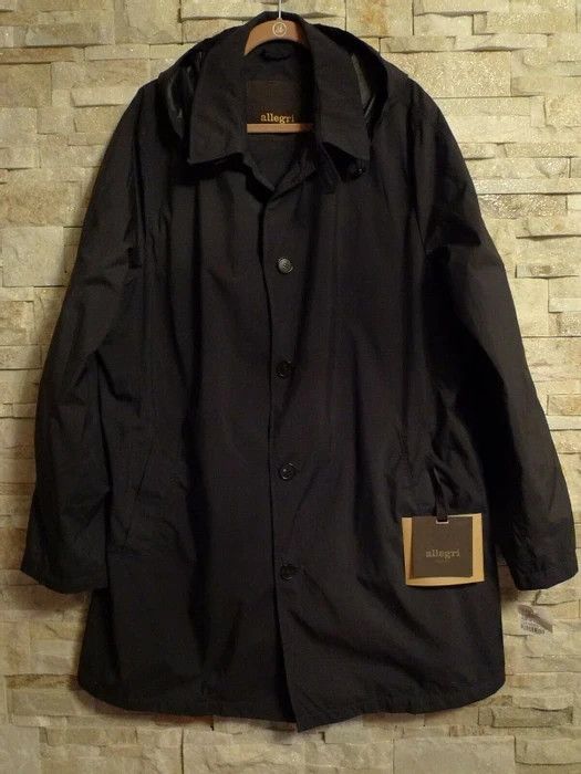 image of Allegri Milano Black Classic Trench Coat With Hood, Men's (Size Large)