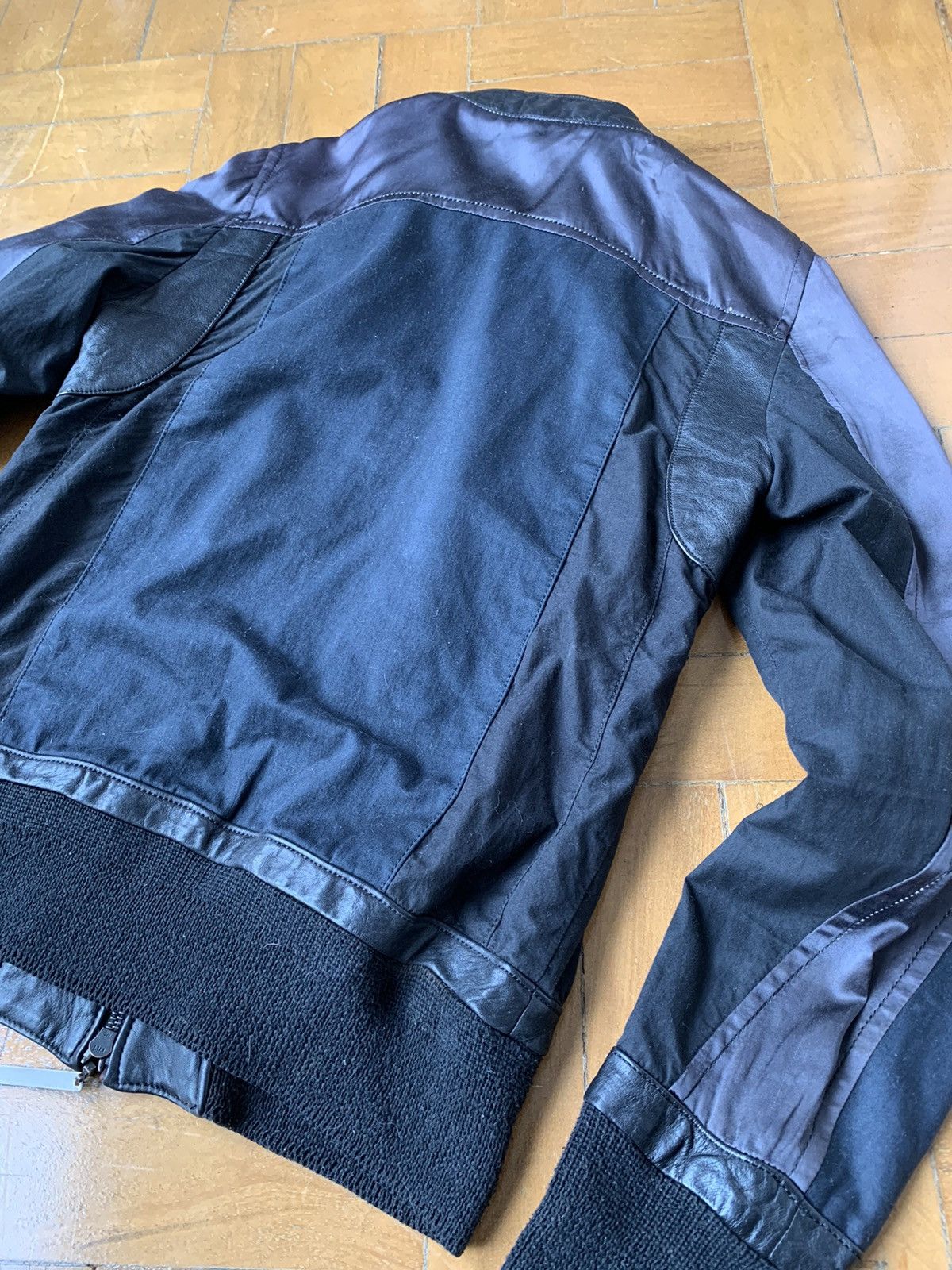 The Viridi-anne Japan made black leather silk cotton panel bomber jacket Size US M / EU 48-50 / 2 - 12 Thumbnail