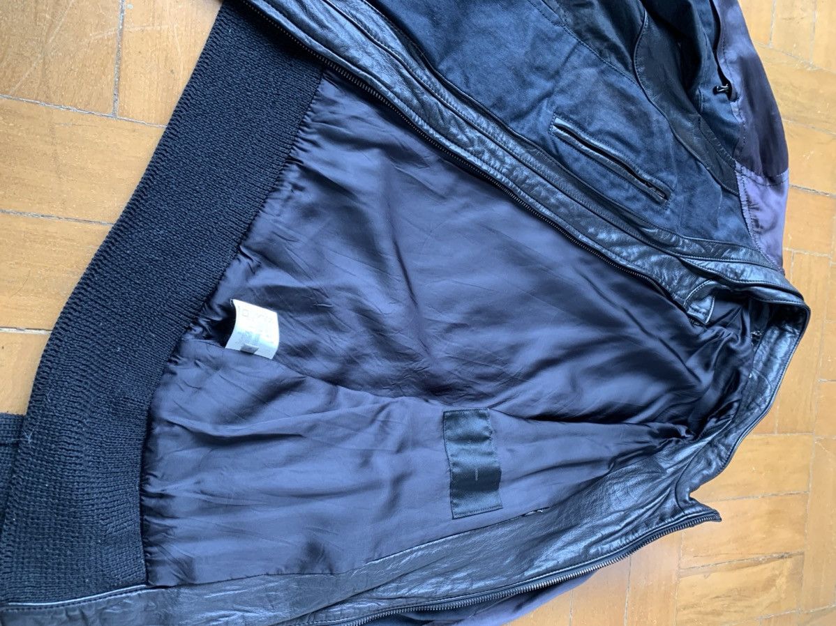 The Viridi-anne Japan made black leather silk cotton panel bomber jacket Size US M / EU 48-50 / 2 - 16 Thumbnail