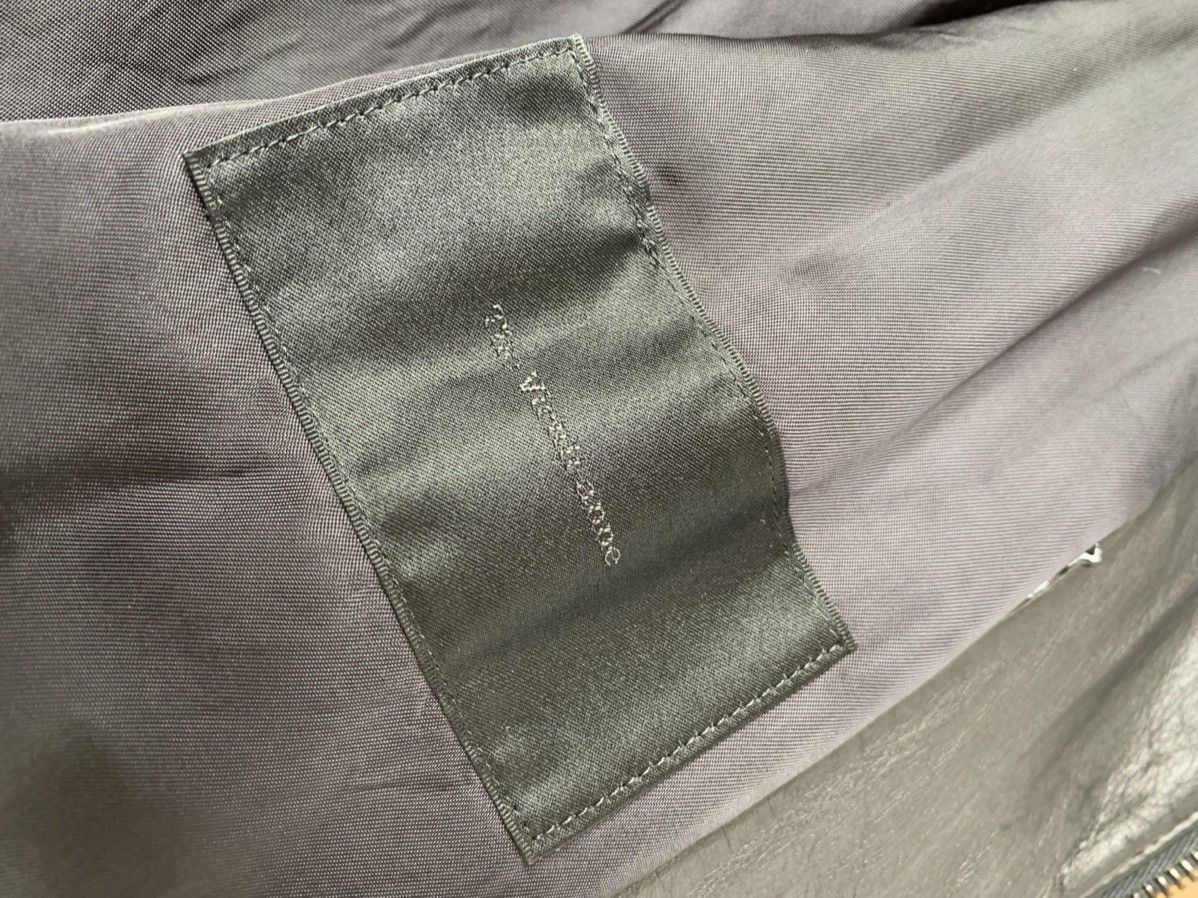 The Viridi-anne Japan made black leather silk cotton panel bomber jacket Size US M / EU 48-50 / 2 - 9 Thumbnail