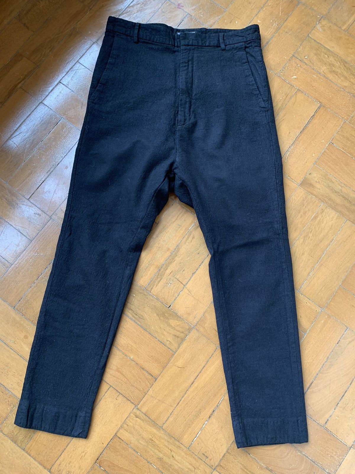 Alexandre Plokhov Italian made black boiled wool tapered slim pants Size US 28 / EU 44 - 1 Thumbnail