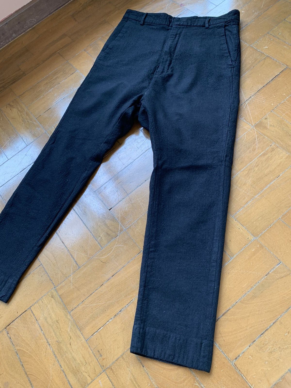 Alexandre Plokhov Italian made black boiled wool tapered slim pants Size US 28 / EU 44 - 2 Thumbnail