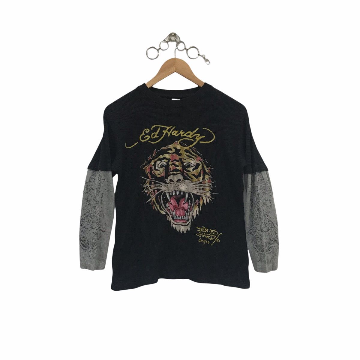 Ed Hardy Tiger Dragon Design 3q Sleeve T Shirt