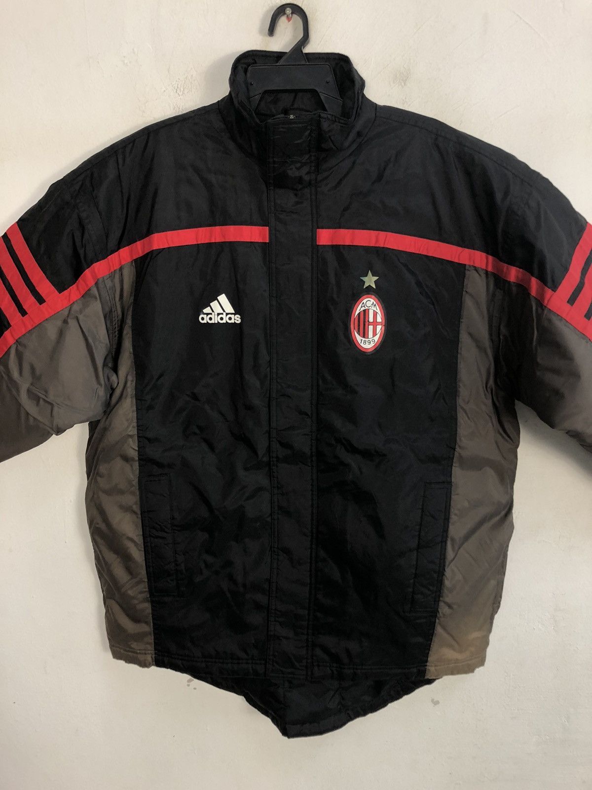 Adidas 90s Padded Adidas X Ac Milan Coach Jacket Three Stripes Size US L / EU 52-54 / 3 - 3 Thumbnail