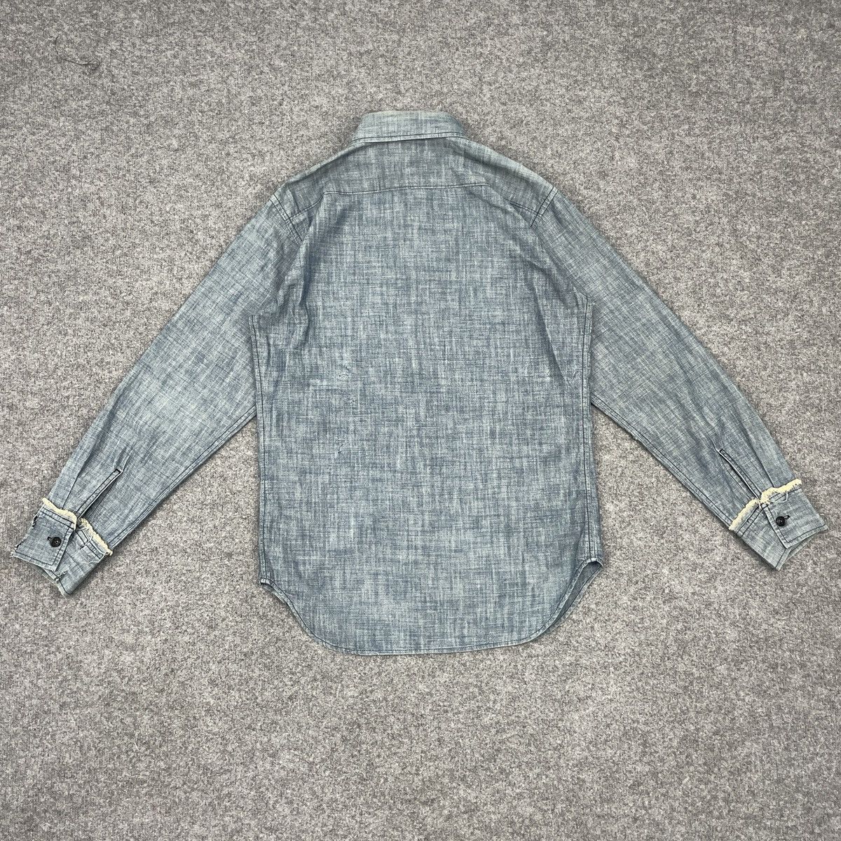 Levi's × Vintage Vintage Chambray 70's Levi's Distressed Leather Pocket Shirt Size US S / EU 44-46 / 1 - 2 Thumbnail