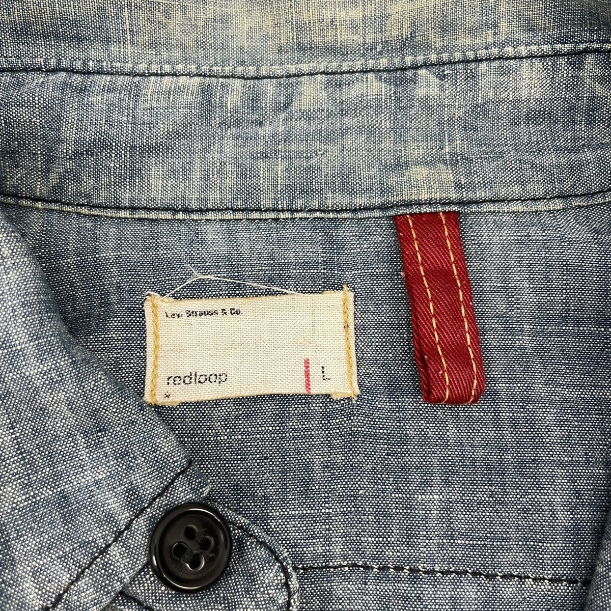 Levi's × Vintage Vintage Chambray 70's Levi's Distressed Leather Pocket Shirt Size US S / EU 44-46 / 1 - 15 Thumbnail