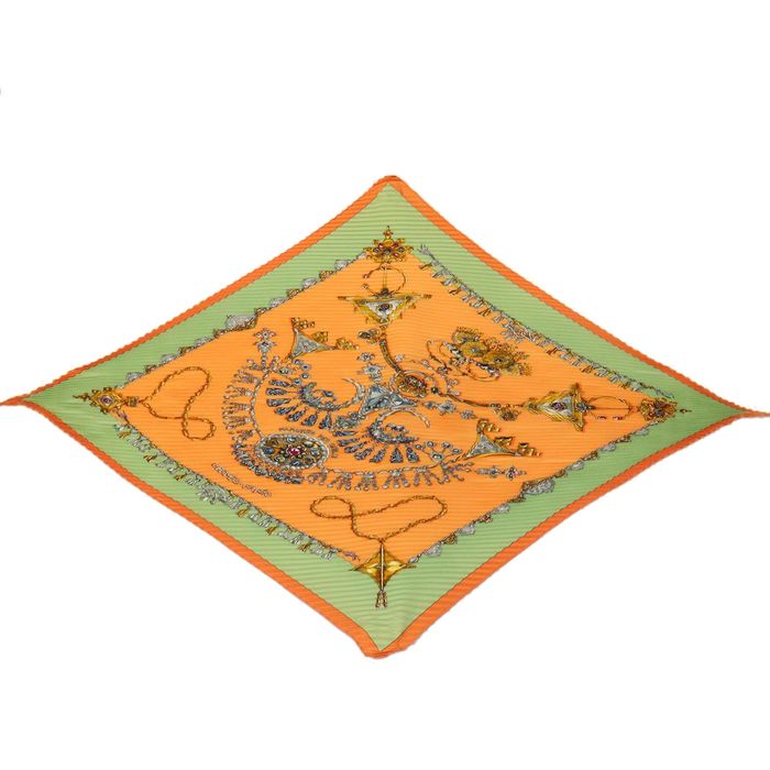 Hermes Hermes Pleated Scarf Parures Des Sables Silk Orange Auth 30211 Grailed