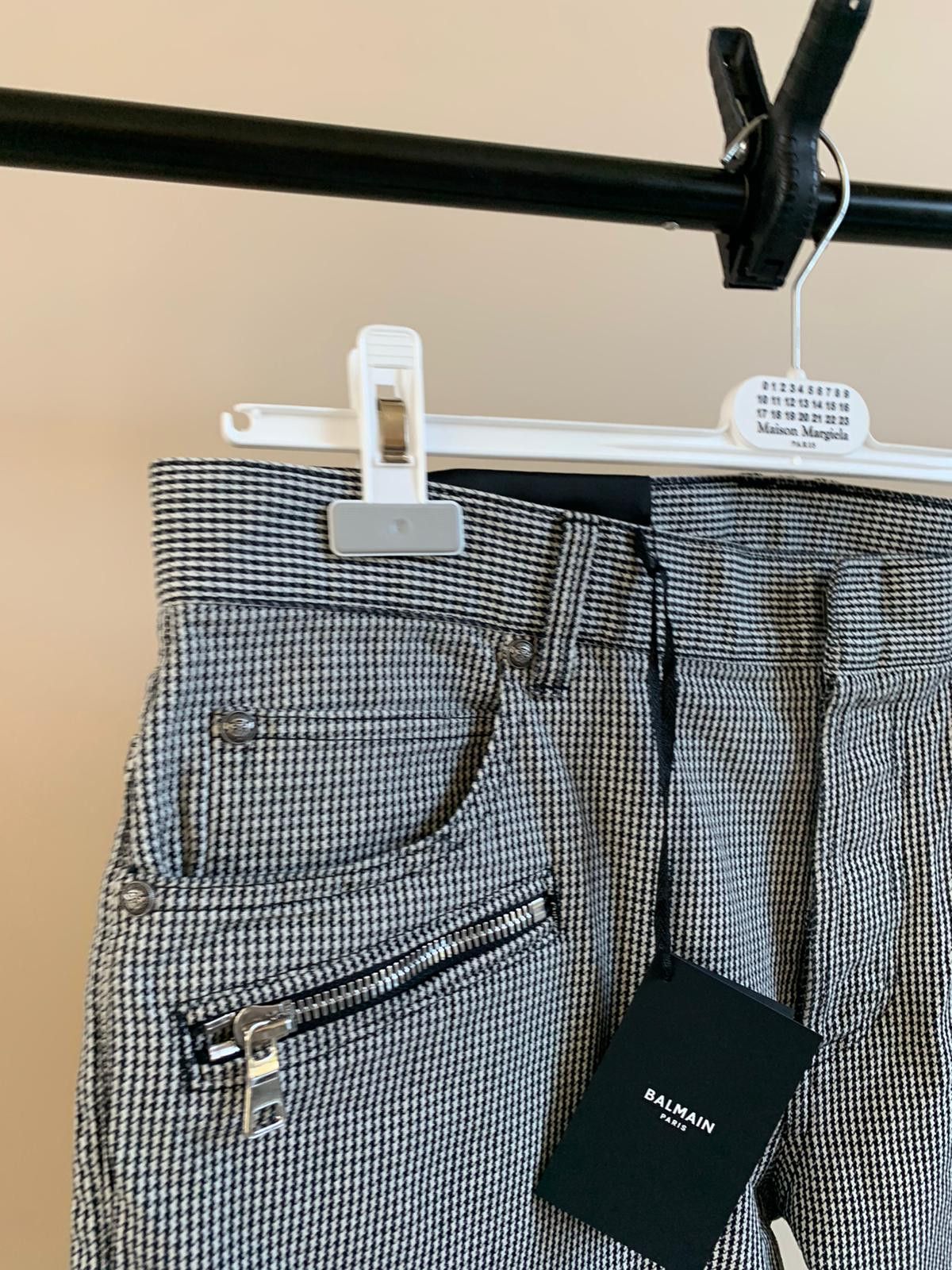 Balmain Houndstooth Biker Denim in Black & White Size US 38 / EU 54 - 7 Thumbnail