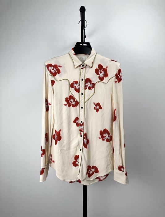 Saint laurent hibiscus shirt hotsell