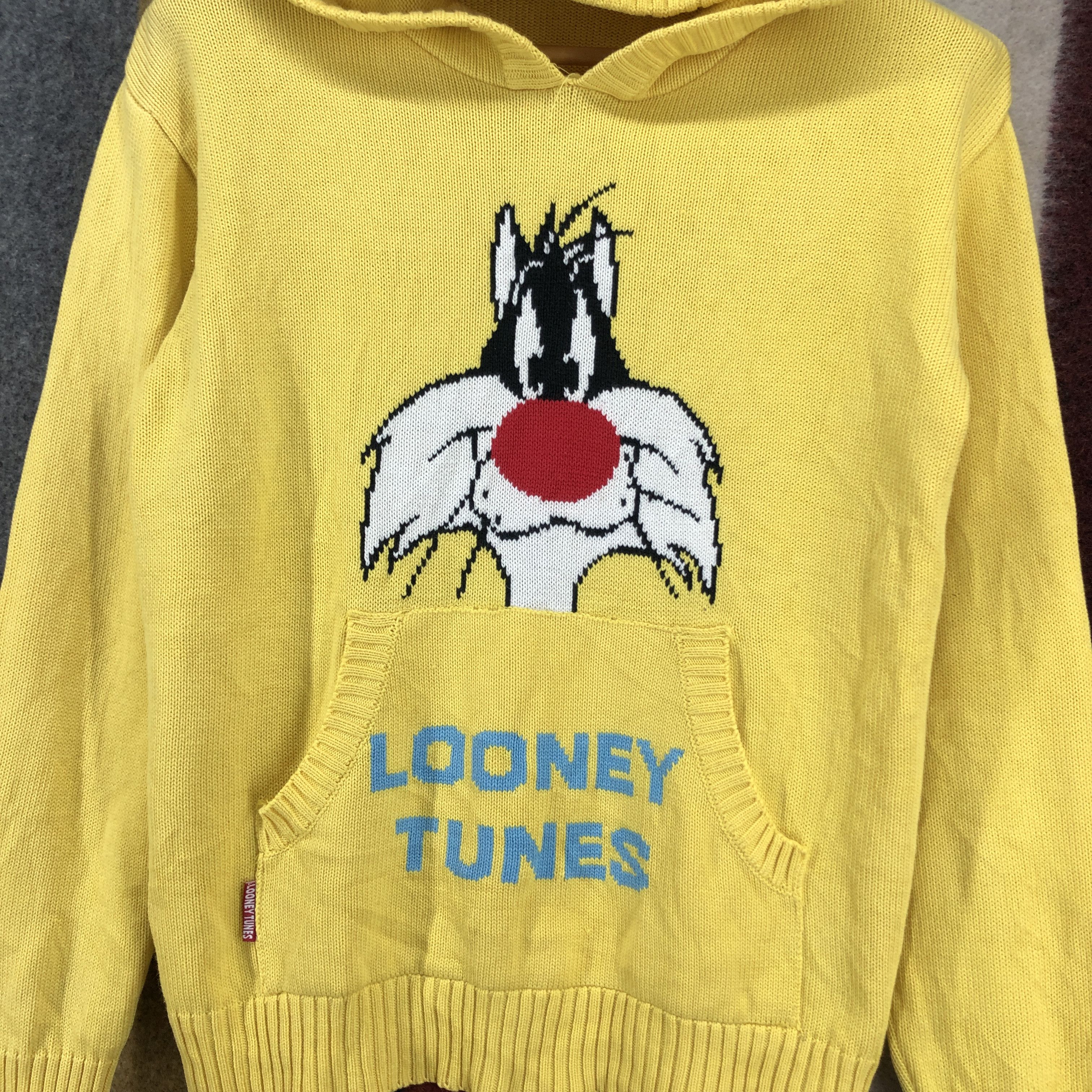 Cartoon Network Y2K Vintage LOONEY TUNES Sylvester Knit Hoodie #0673/AC Size US S / EU 44-46 / 1 - 2 Thumbnail