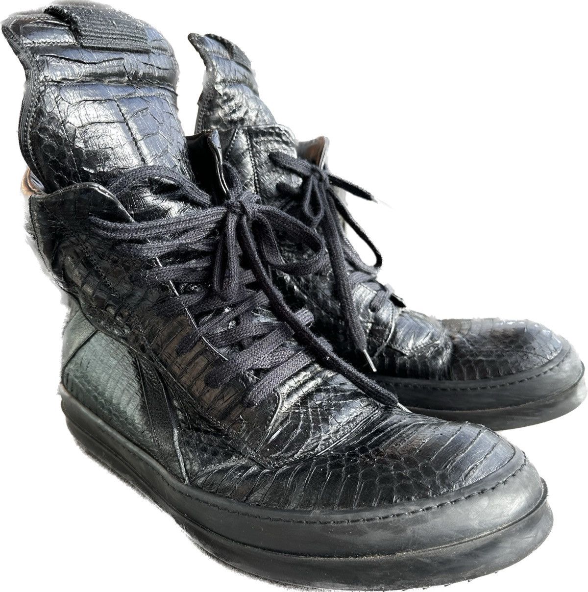 Rick Owens Rick Owens Python Black Geobaskets 44 | Grailed