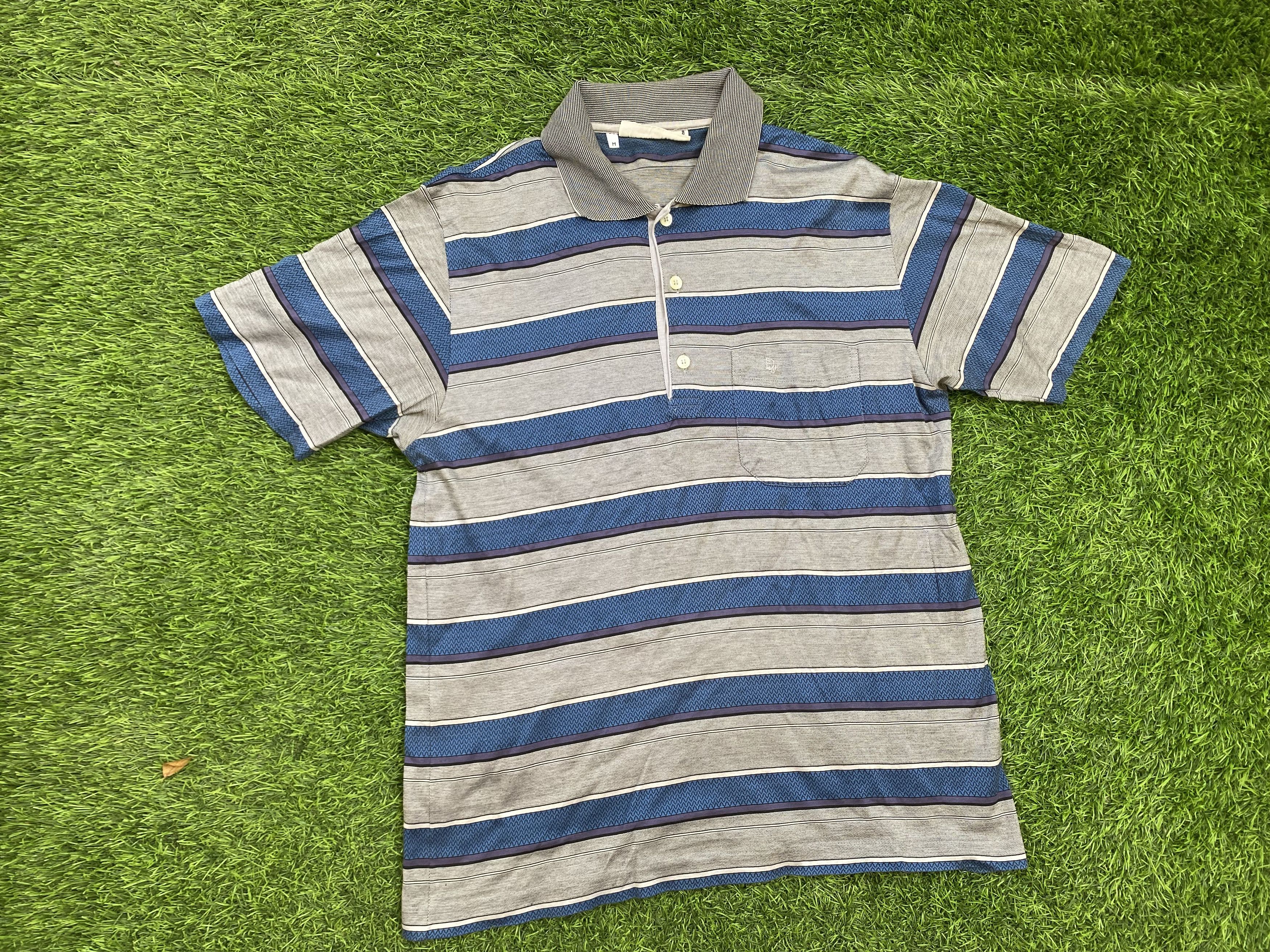 image of Christian Dior Monsieur Vintage Christian Dior Stripped Polo Shirt in Blue, Men's (Size Medium)
