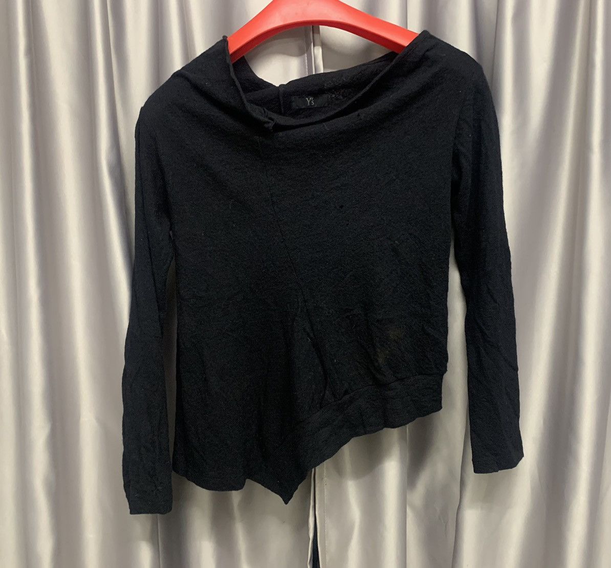 image of Vintage Yohji Yamamoto Cut & Sew Shirt Wool Distressed in Black, Women's (Size Medium)