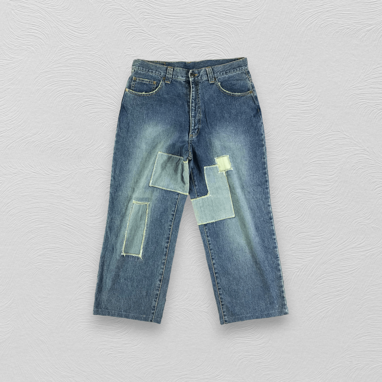 image of Tony Hawk Patchwork Baggy Jeans Kj2046 in Blue, Men's (Size 33)