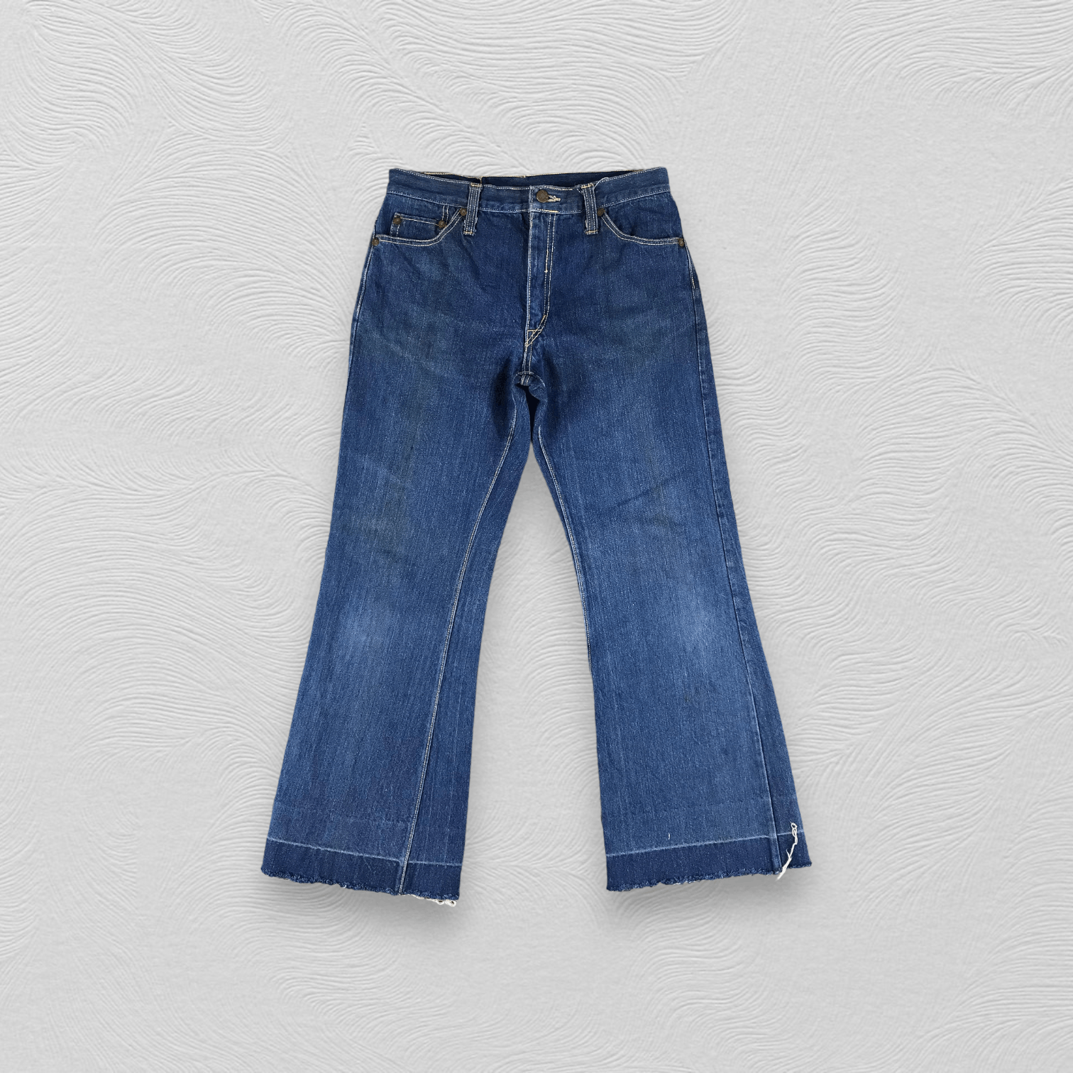 image of Vintage 80's Bell Bottom Jeans Cropped Flare Denim in Blue, Men's (Size 29)