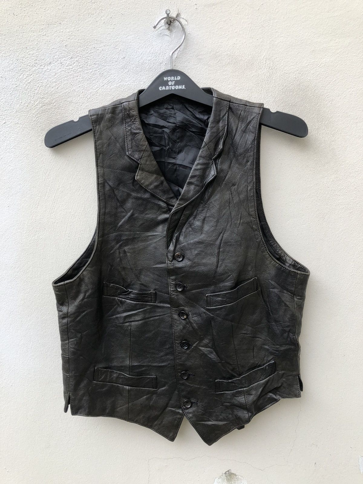 Comme des Garcons Vintage 80s 90s Homme CDG Patina Black Leather Vest Size US S / EU 44-46 / 1 - 7 Thumbnail
