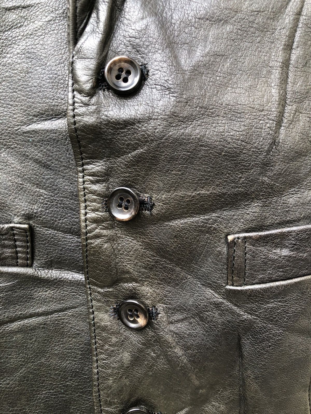 Comme des Garcons Vintage 80s 90s Homme CDG Patina Black Leather Vest Size US S / EU 44-46 / 1 - 10 Thumbnail