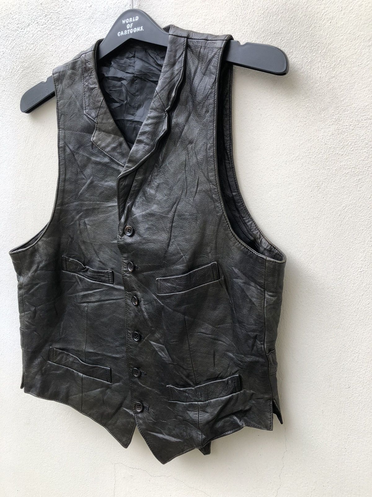 Comme des Garcons Vintage 80s 90s Homme CDG Patina Black Leather Vest Size US S / EU 44-46 / 1 - 9 Thumbnail
