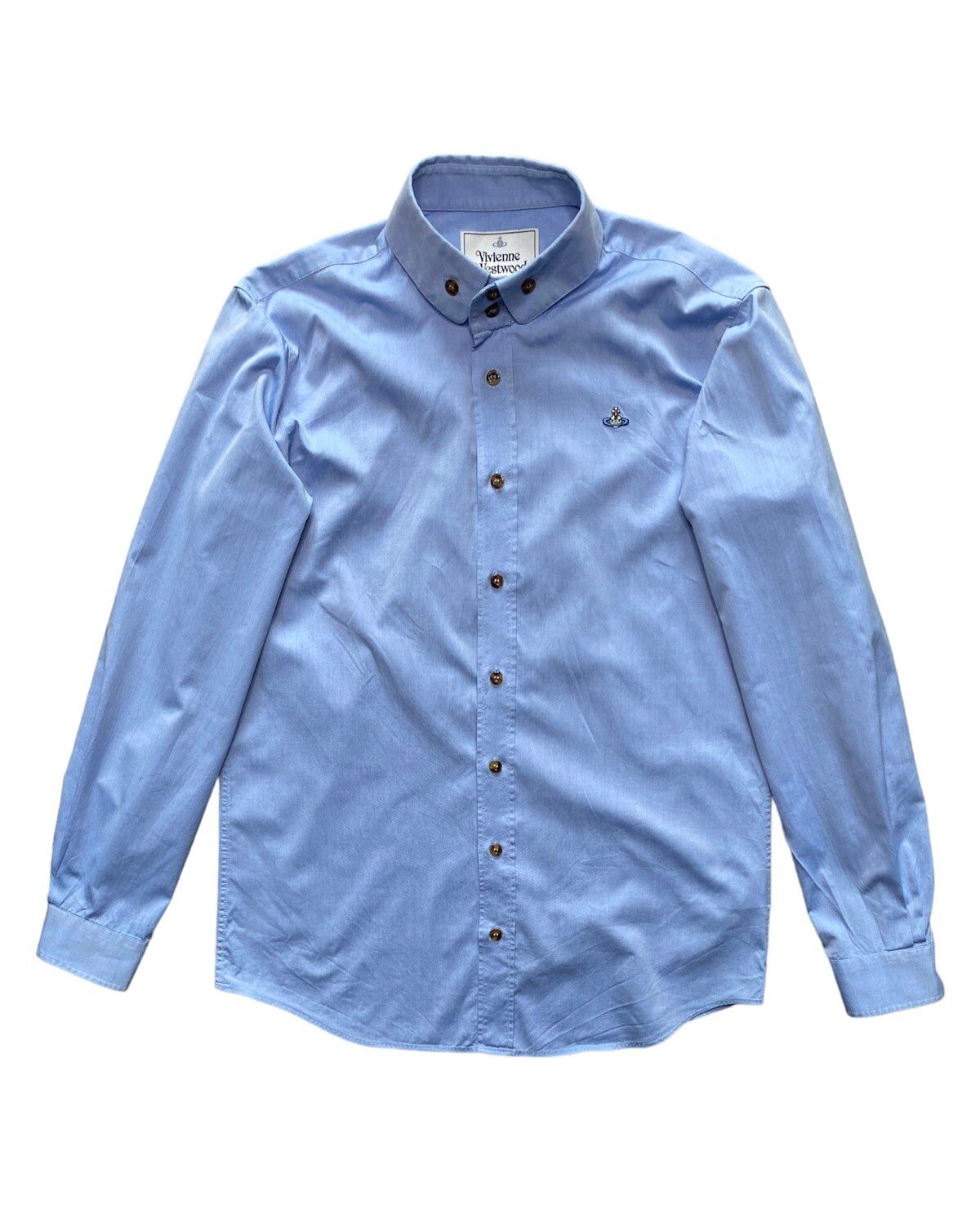 Pre-owned Vivienne Westwood Button Up Shirt Orb Logo In Light Blue